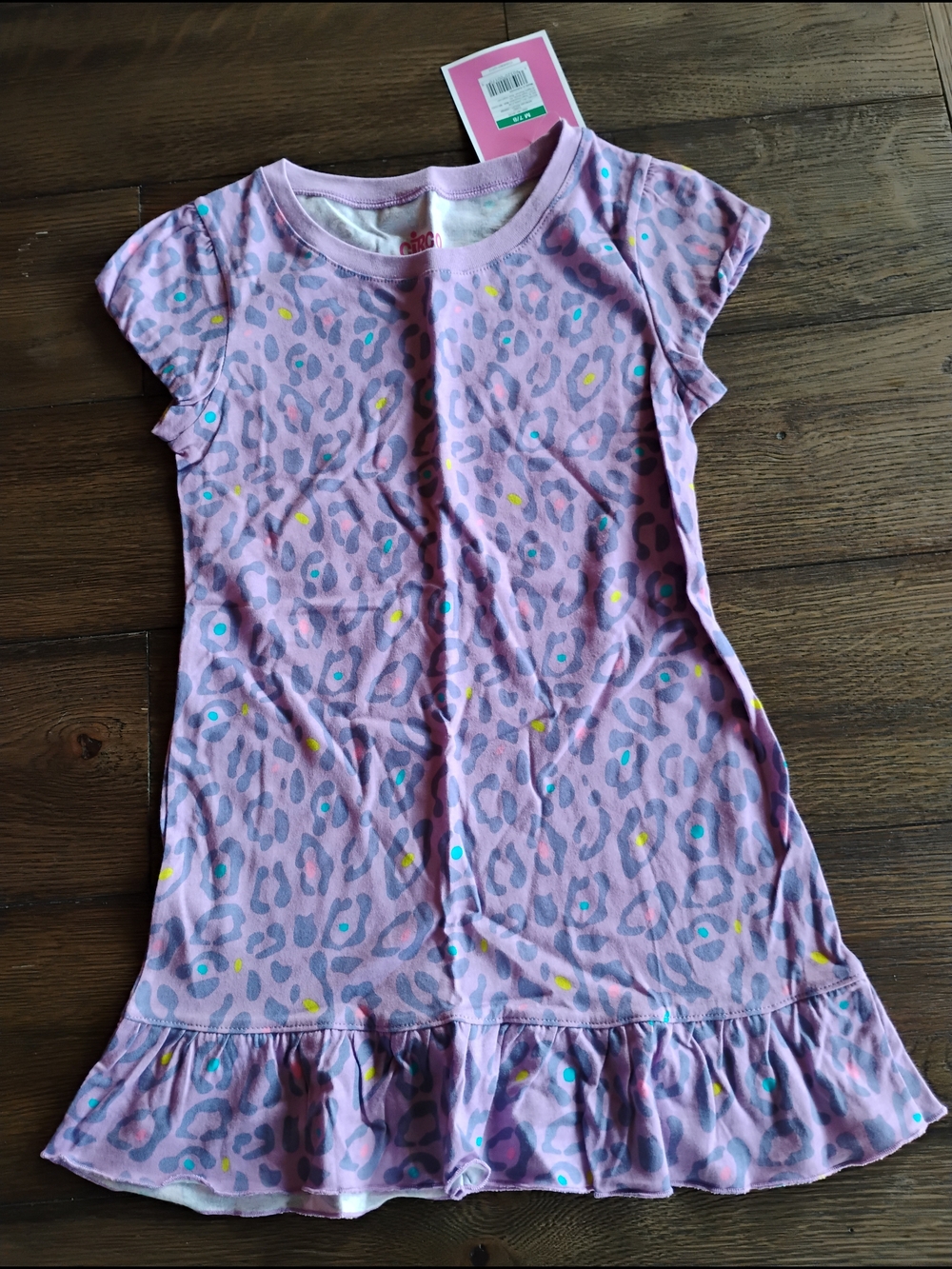 Circo Pink Leopard Print Ruffle-Hem Dress